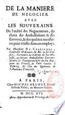 De la manière de negocier avec les souverains