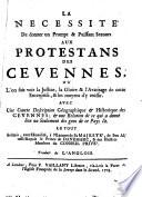 De la nécessité de donner un prompt et puissant secours aux protestants des Cévennes