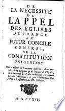 De la nécessité de l'appel des Eglises de France au futur concile général de la constitution Unigenitus