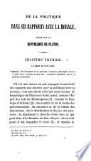 De la politique dans ses rapports avec la morale, essai sur la République de Platon