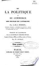 De la politique et du commerce des peuples de l'antiquité