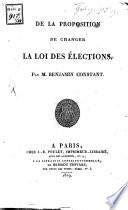 De la proposition de changer la loi des élections