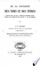De la propriété des noms et des titres