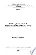 De la quantité aux substantifs quantificateurs