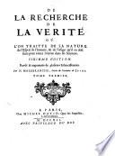 De la recherche de la verite. 6. ed., rev. et augm