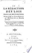 De la redaction des lois dans les monarchies