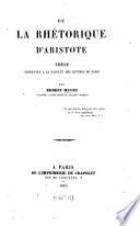 De la rhétorique d'Aristote