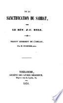 De la sanctification du sabbat