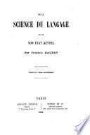 De la science du langage et de son état actuel