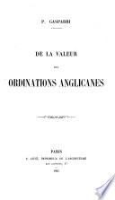 De la valeur des ordinations anglicanes