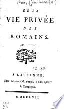 De la vie privée des Romains