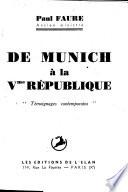 De Munich à la Vme République