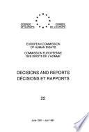 Decisions and reports / Council of Europe, European Commission of Human Rights