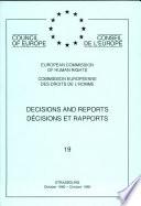 Décisions et rapports 19 Commission européenne des Droits de l'Homme (octobre 1980)