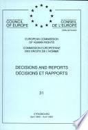 Décisions et rapports 31 Commission européenne des Droits de l'Homme (avril 1983)