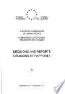 Décisions et rapports 8 Commission européenne des Droits de l'Homme (Décembre 1977)