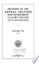 Decisions of the Appeal Section, War Department, Claims Board