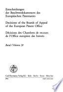 Decisions of the Boards of Appeal of the European Patent Office