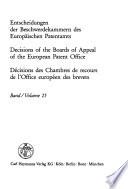 Decisions of the Boards of Appeal of the European Patent Office