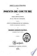 Déclarations ou points de coutume rendus par le Petit-Conseil de la ville de Neuchâtel