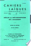 Déclin ou métamorphose de l'occident