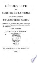 Découverte de l'orbite de la terre du point central de l'orbite du soleil leur situation, et leur forme; de la section du zodiaque, par le plan de l'équateur, et du mouvement concordant des deux globes. Avec figures. Par M.r C.J.E.H. d'Aguila..
