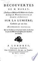 Découvertes de M. Marat ... sur la lumière, etc
