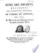 Décrets délibérés du Chapitre général de l'Ordre de Citeaux de 1771