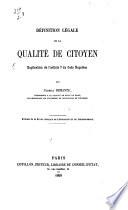 Définition légale de la qualité de citoyen