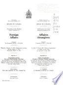 Délibérations Du Comité Sénatorial Permanent Des Affaires Étrangères (Editions Anglaise Et Française)