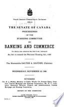 Délibérations Du Comité Sénatorial Permanent Des Banques Et Du Commerce