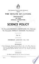 Délibérations Du Comité Spécial Du Sénat Sur la Politique Scientifique