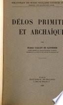 Délos primitive et archaïque