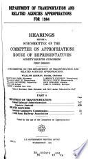 Department of Transportation and Related Agencies Appropriations for 1984