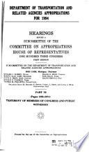 Department of Transportation and Related Agencies Appropriations for 1994
