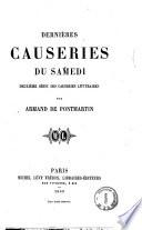 Dernières causeries du samedi deuxième série des causeries littéraires par Armand de Pontmartin