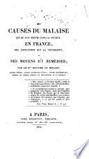 Des causes du malaise qui se fait sentir dans la société en France