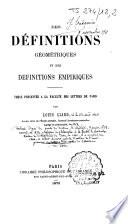 Des définitions géométriques et des définitions empiriques