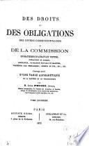 Des droits et des obligations des divers commissionnaires