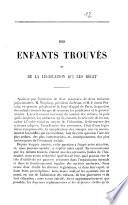 Des enfants trouvés et de la législation qui les régit