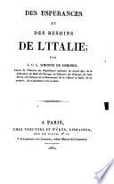 Des espérances et des besoins de l'Italie