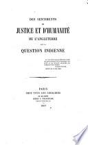 Des sentiments de justice et d'humanité de l'Angleterre dans la question indienne