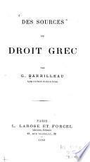 Des sources du droit grec