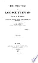 Des variations du langage français