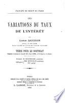 Des variations du taux de l'intérêt