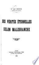 Des vérités éternelles selon Malebranche