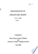 Descendants of Johann Diel Bohne, 1711-1764