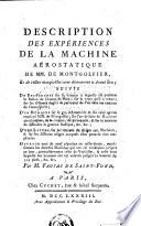 Description des expériences de la machine aérostatique de MM. de Montgolfier et de celles auxquelles cette découverte a donné lieu