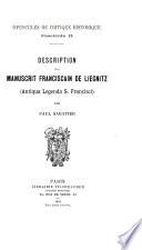 Description du manuscrit Franciscain de Liegnitz