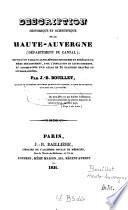 Description historique et scientifique de la Haute-Auvergne (Département du Cantal)